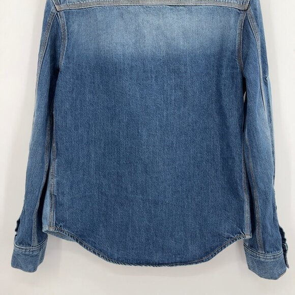 Calvin Klein Jeans Logo Patch Silver Snap Buttons Utility Shirt Women's S - Picture 7 of 13